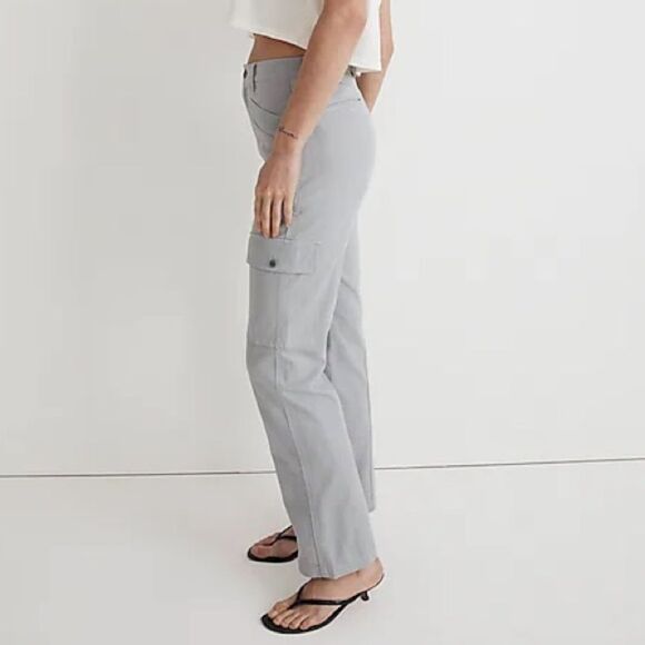 NWT Madewell Garment-Dyed 90s Straight Cargo Pant Grey Size 33 High Rise Stretch - Picture 6 of 12